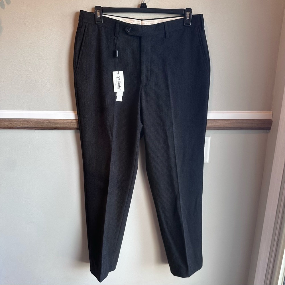 St. Croix Black Flat Front Wool Blend Corduroy Pants Trousers​